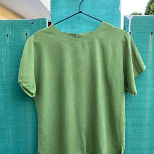 Amazing Raw Silk Noil Green vintage blouse shirt
